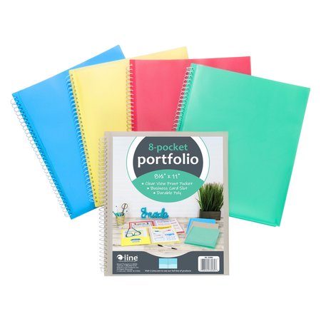 C-LINE PRODUCTS 8Pocket SpiralBound Poly Portfolio Color May Vary Set of 12 Notebooks, 12PK 33080-DS